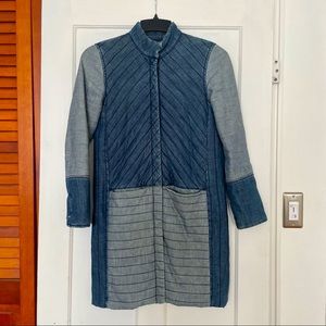 Madewell quilted denim long coat, xxs
